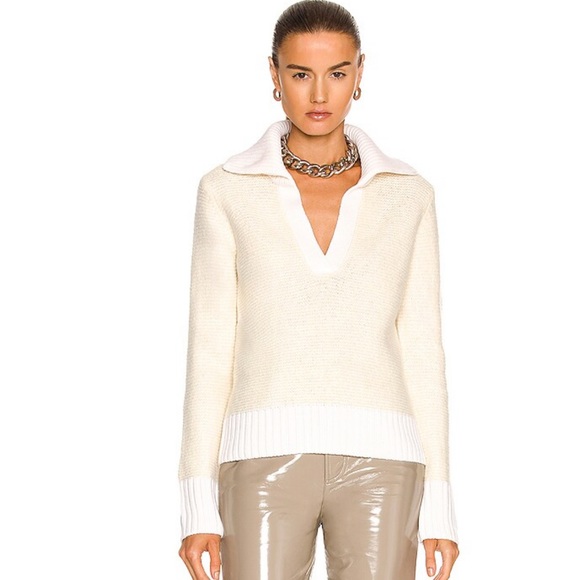 Veronica Beard Brogan Knit Wool Cashmere Polo Sweater - Picture 4 of 11